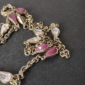 Gold Tone And Pink Cute Necklace